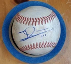 Autographed Baseball game used JOHNNY SLAWINSKI Los Angeles Angels