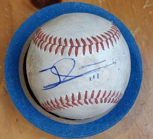 Autographed Baseball game used JOHNNY SLAWINSKI Los Angeles Angels