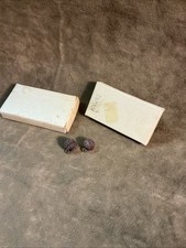 Circa 1920s black glass glittery bead surface clothe button Pair in box Coralene