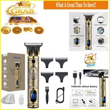 Men's Hair Clippers Cordless Rechargeable Grooming Kit LED Display Gold