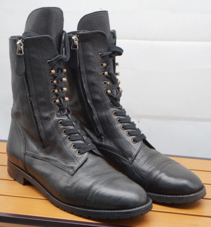 BOTA DE COMBATE MILITAR MANOLO BLAHNIK LUGATA NEGRA TALLA 40 / US 9 $1295MSRP Foto 2 de 4