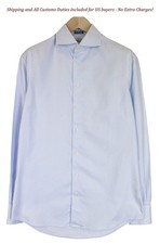 Suitsupply Men's Formal Shirt 39/15 1/2 Extra Slim Blue Striped Pure