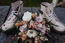 Dr Martens 1460 Pascal White Cream Sparkly Rare Wedding Bridal Boots Uk 6.5