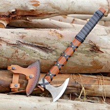 Custom Viking Bearded Axe Hand Forged Carbon Steel Hatchet Rosewood Handle