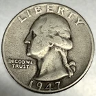 1947 P Washington 90% Silver Quarter Circulated Condition 25c US Coin - 2876