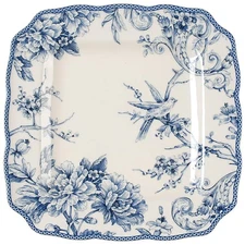 222 Fifth Adelaide Blue and White Square Dinner Plate 9068088