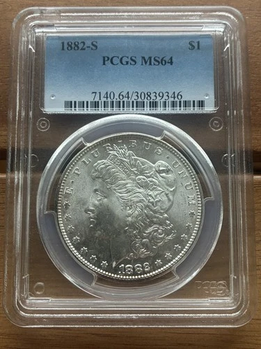 1882-S 90% Silver Morgan Dollar PCGS MS64 Certified Slabbed Graded