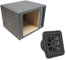 Kicker 44L7S124 Solo-Baric 12 Square Sub & ASC 112SQV Single Sub Box Enclosure