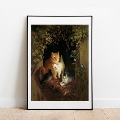 Kunstdruck Ronner-Knip Katze mit Kätzchen Katze Poster Galerie Wandbild Katzendruck