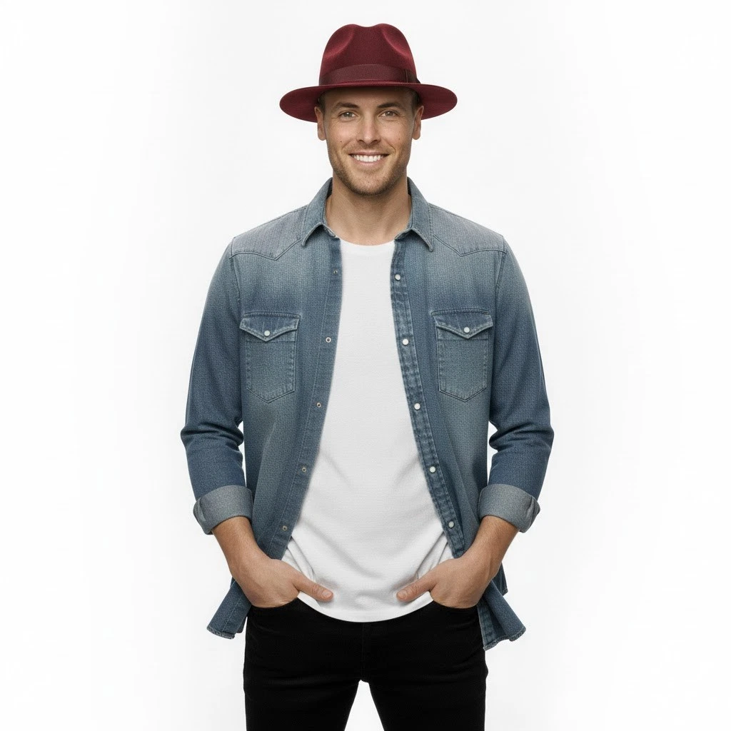 Men’s Wool Trilby Hat Felt Fedora Short Brim Vintage Smart Casual Hat