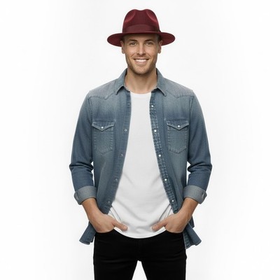 Herren Wolle Trilby Hut Filz Fedora kurze Krempe Vintage Smart Freizeit Hut