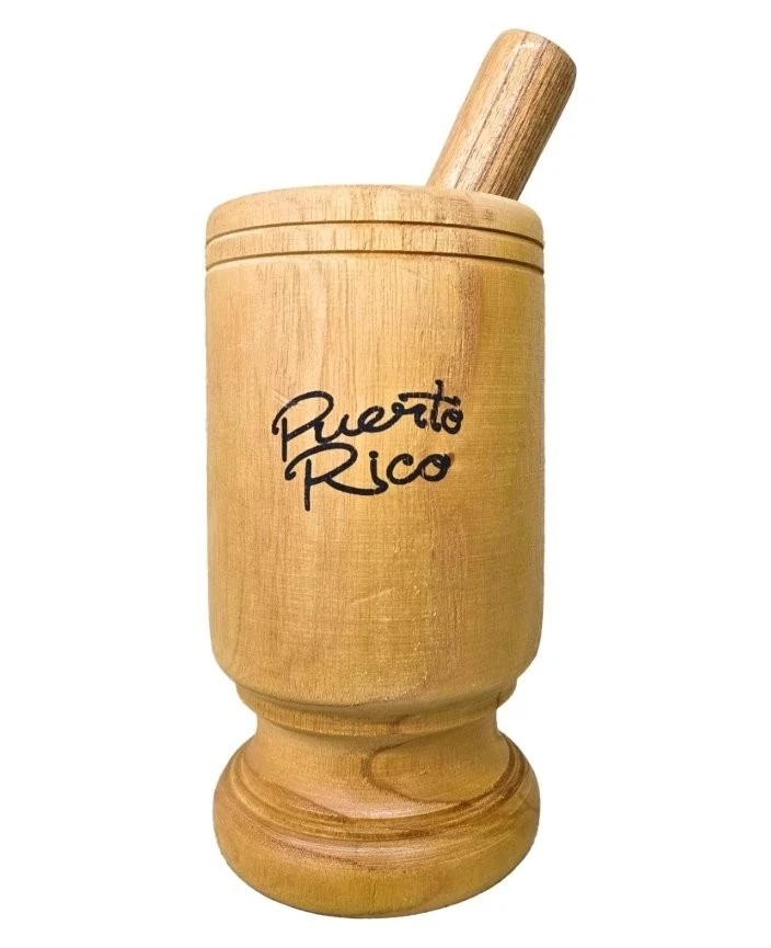 Puerto Rico Tall Size Wood Mortar & Pestle Pylon Pilon Madera - Mofongo Mojito