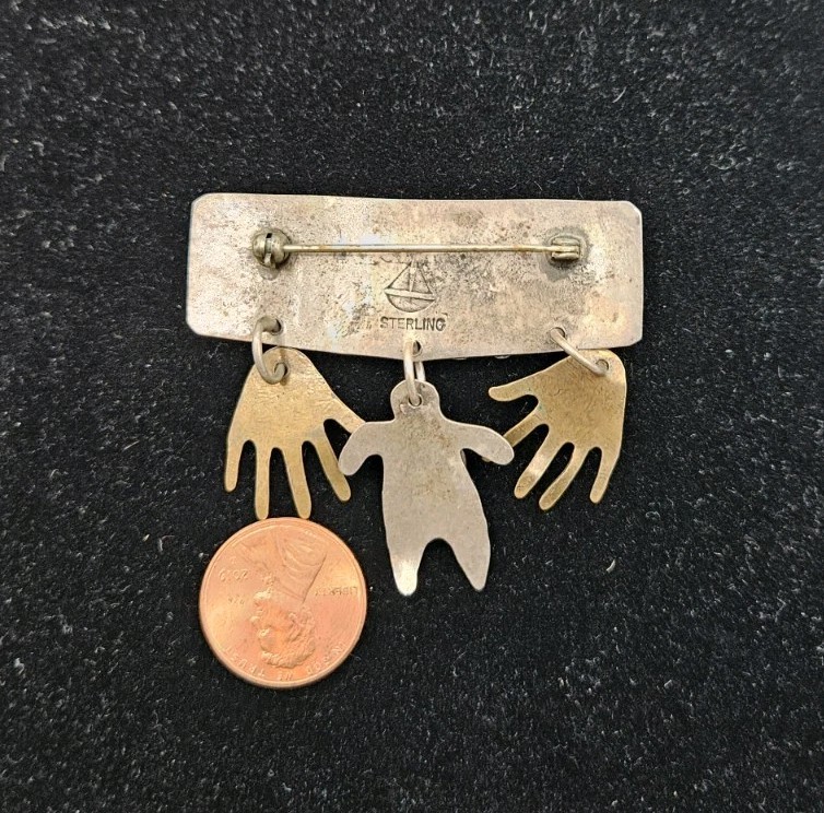 Vintage Artizan Sterling Silver Brooch Pin View 5