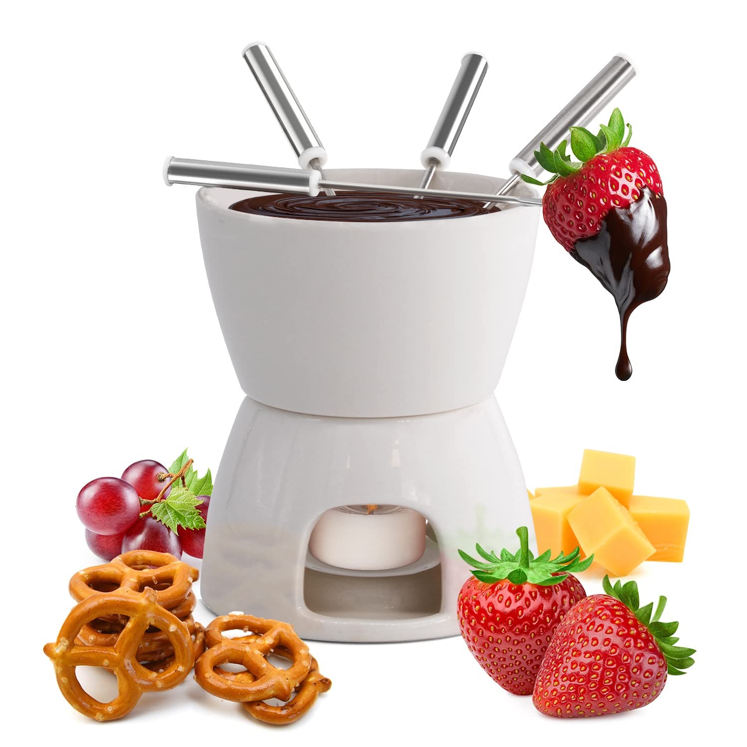joeji's Kitchen 7 in 1 Chocolate Fondue Set - Complete Cheese Fondue Sets with F