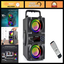 Portable 40W Bluetooth Speaker with Colorful Lights, Double Subwoofer, FM Radio,