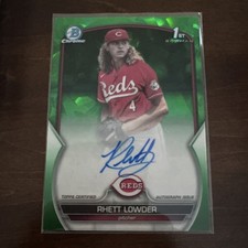 RHETT LOWDER AUTO 2023 Bowman Chrome Sapphire GREEN REFRACTOR /99