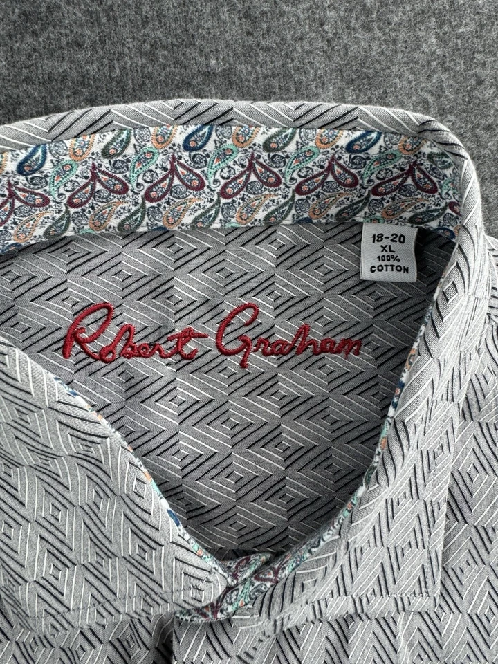 Robert Graham Shirt Boys XL (18-20) Button Up Flip Cuffs Dress Long Sleeve Gray - Image 4 of 4