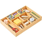 Extra Large Bamboo Desk Drawer Organizer, Wood Junk Organizer Tray with Adjus...