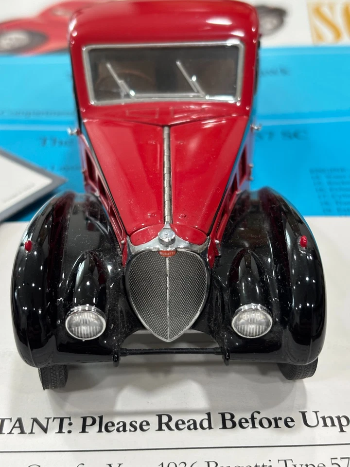 1:24 Diecast Franklin Mint RED 1936 BUGATTI ATALANTE TYPE 57 SC No Box - Image 3 of 4