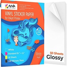Printable Vinyl Sticker Paper - Waterproof Decal Paper for Inkjet Printer - 5...
