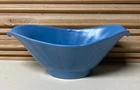 Vintage Bauer Pottery California Medium Blue Panels Curvy Candy Dish 7 1/2" Long