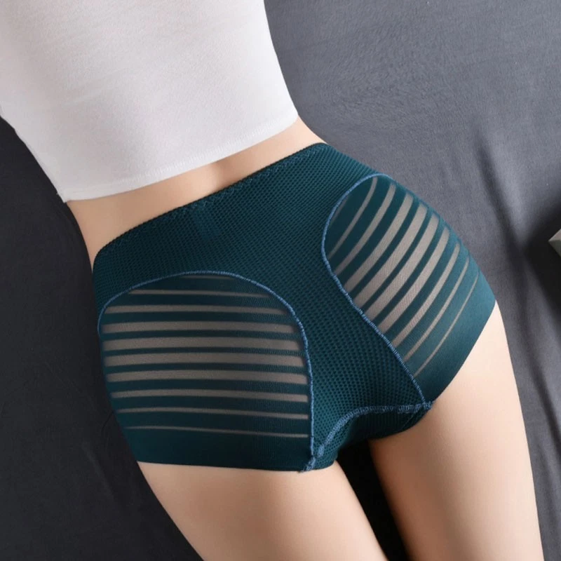 Paquete de 3 calzoncillos calzoncillos transpirables de cintura alta de encaje sexy para mujer Foto 3 de 4