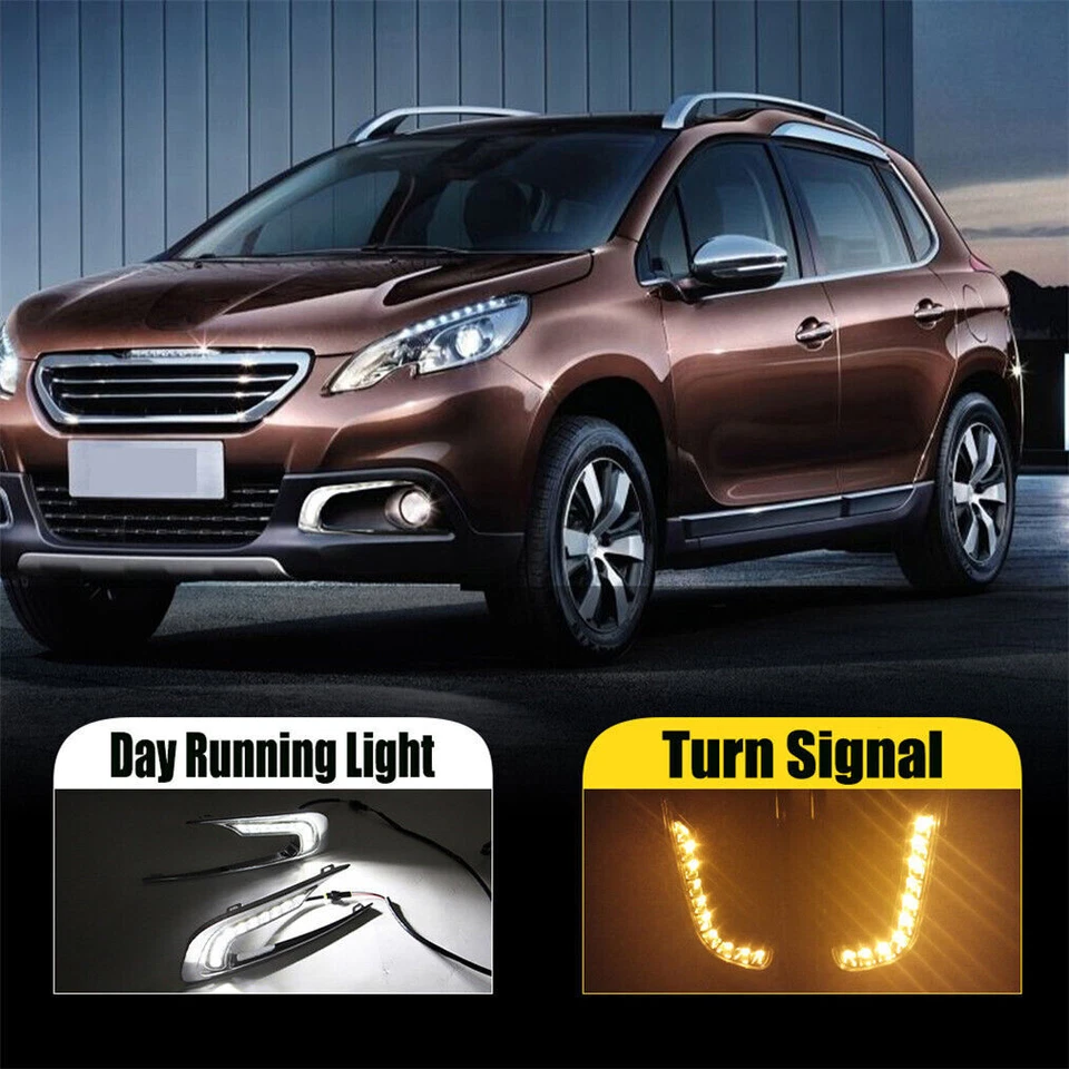 Par de luces de circulación diurna LED antiniebla DRL para Peugeot 2008 2014-2016 Foto 2 de 4
