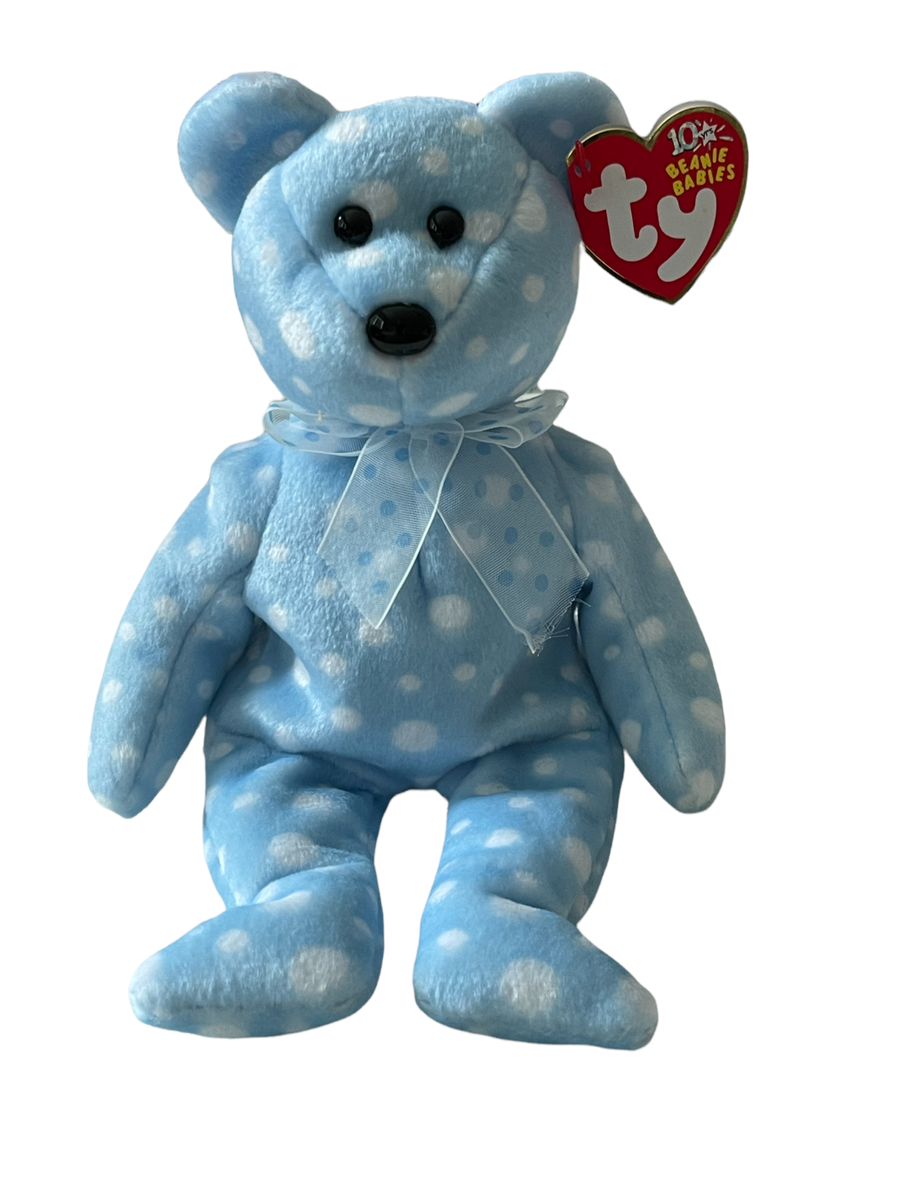 TY Beanie Babies Baby Plush Stuffed Animal Bubbly Light Blue Bubbles Bear