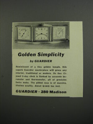 1953 Guardier Golden Simplicity Clock Advertisement