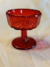 Westmoreland Glass Paneled Grape Ruby Red Vintage 4" Champagne/sherbet