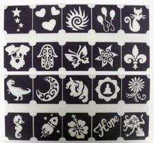 bm2018 set4 GLITTERTATTOO 20x diff stencil glitter tattoo buddha hope moon stars