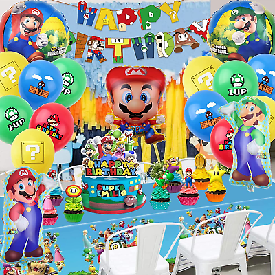 44Pcs Super Mario Party Supplies for Kids Birthday Mario Bros Birthday  Party