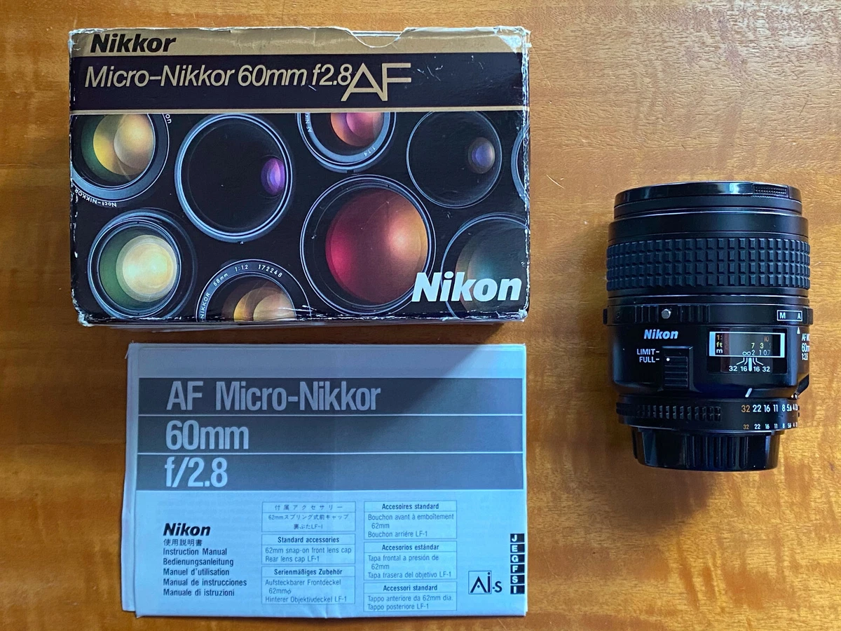 Nikon Lens - AF Micro-NIKKOR 60mm f/2.8 AF, FREE UV Filter & manual - MINT!