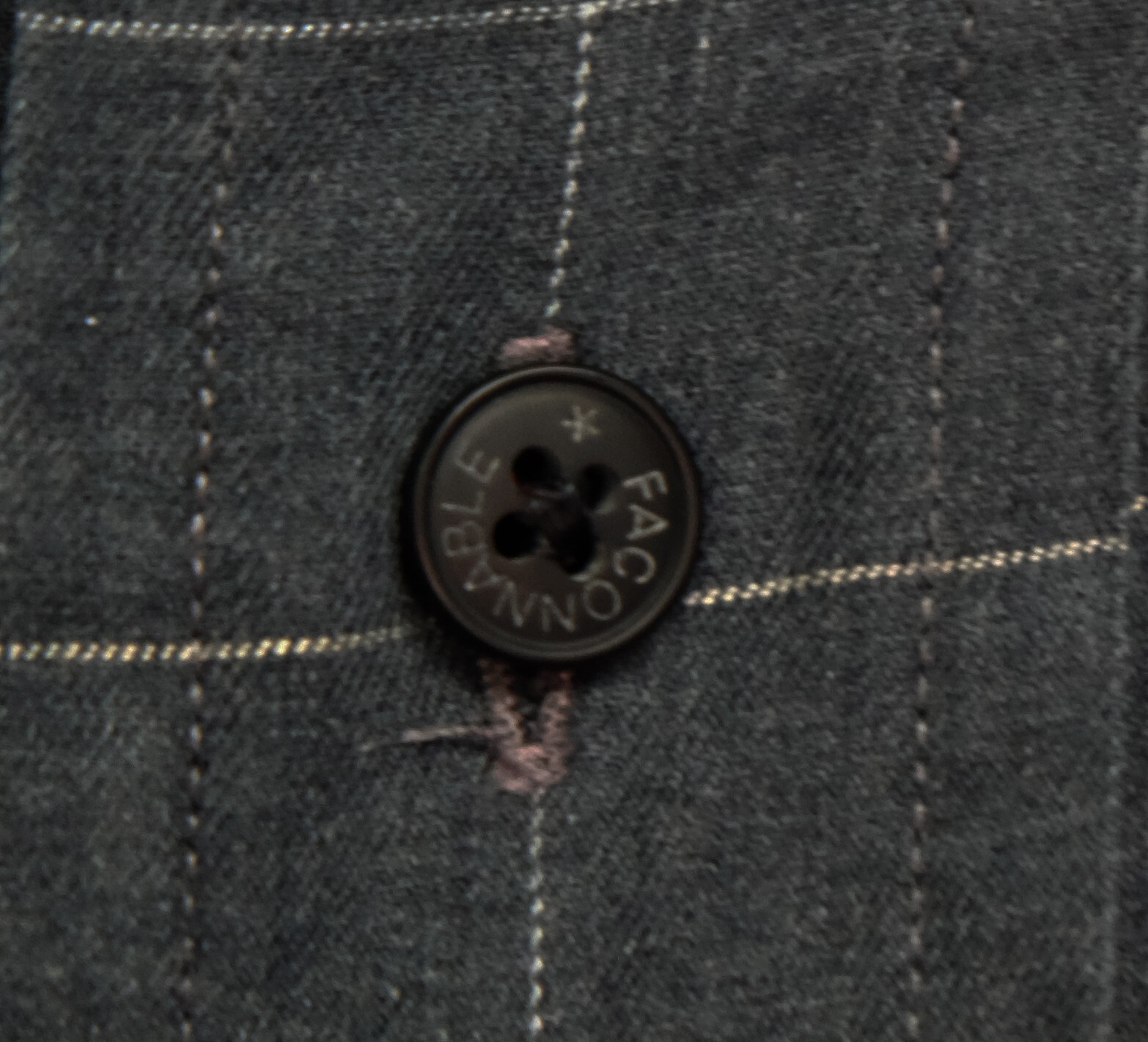 Faconnable Button Down Dark Gray Plaid Cotton Men… - image 8