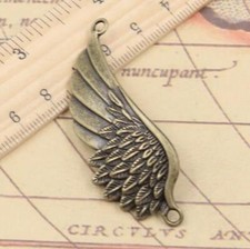 4pcs 60x22mm Charms Angel Wings Connector Tibetan Bronze Silver Pendants EF3706