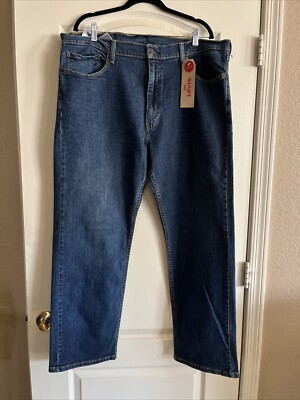 Levis 505 Jeans Mens 40x30 Regular Fit Denim Straight  Medium Wash Distress