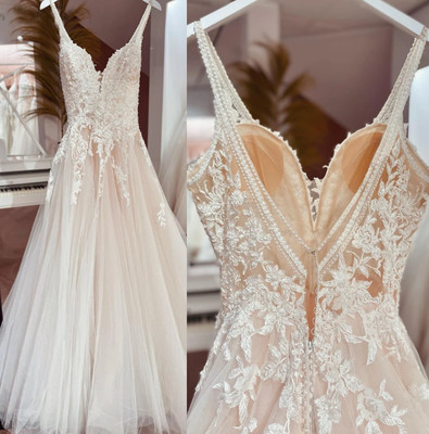 Sexy Beach Wedding Dresses Illusion Appliques Boho Bride Dresses Open Back