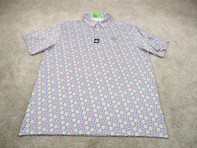 Pins & Aces Polo Shirt Mens 2XL XXL White Graphic Print Golf TPC Colorado Casual