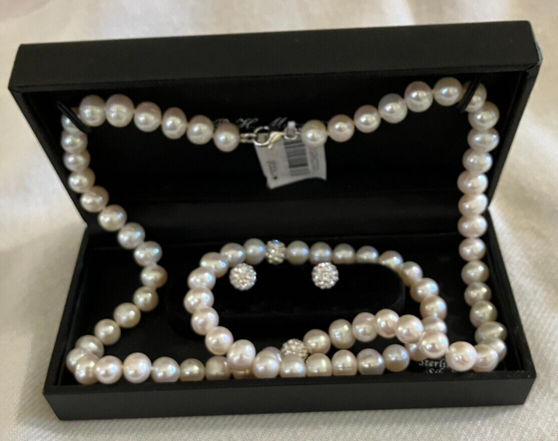 Macy's Cultured Freshwater Pearl Crystal Collar Jewelry extra choker set