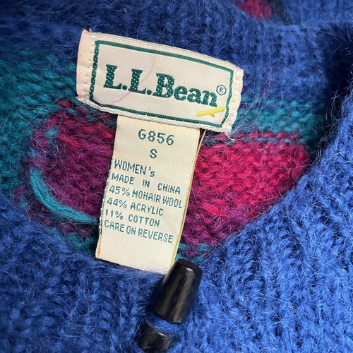 LL Bean Womens Vintage VTG Button Front Cardigan 1980s Shoulder Pads Mohair SM - Picture 5 of 5