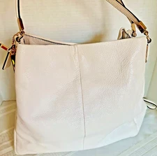 Coach Pebble Leather"Phoebe"Cream Ivory  Hobo Tote Shoulder Gold Hdw Tag Dustbag