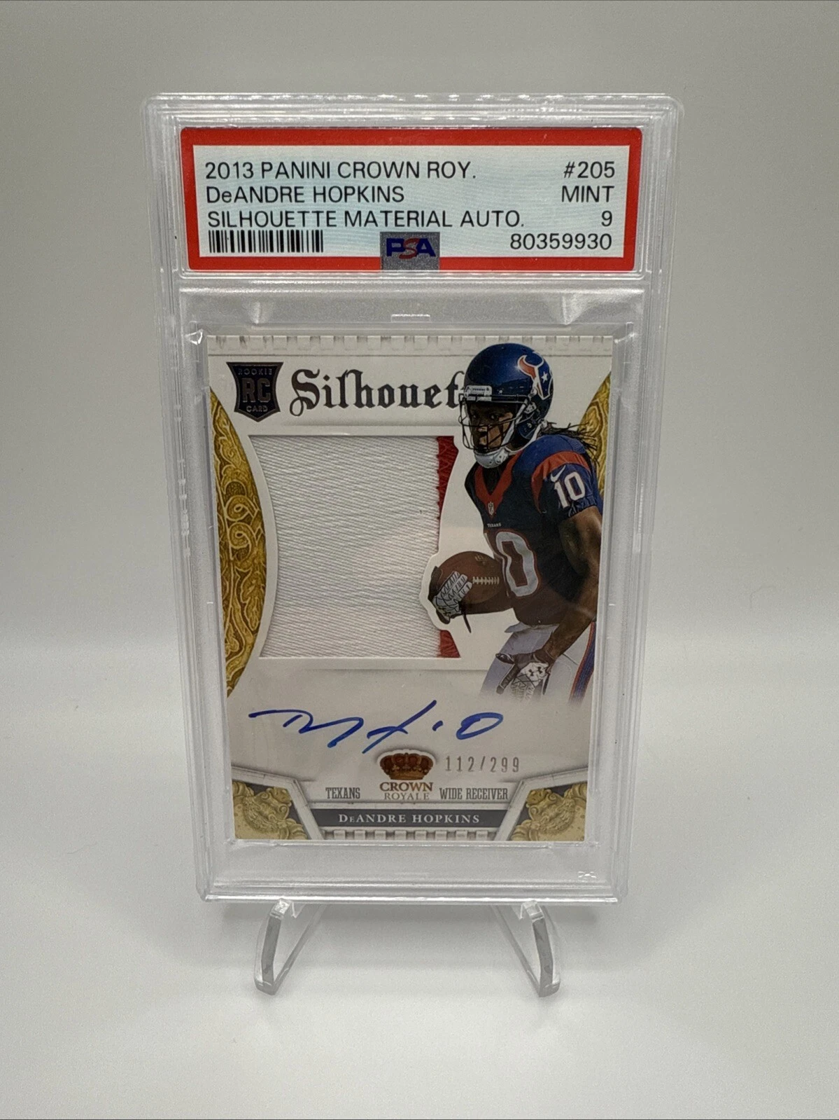 DeAndre Hopkins Panini Crown Royale Silhouette Material Autograph #205 Base