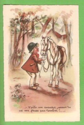 Germaine BOURET Postkarte ZEICHNUNG ed.MD Paris Serie 225 / Hier ist ein Zucker,....