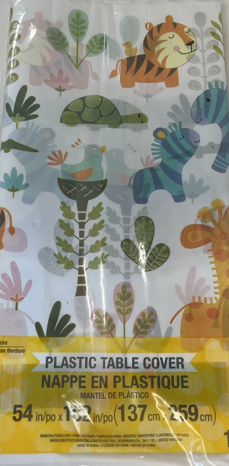 Happy Jungle Plastic Banquet Tablecloth 54" x 102" Jungle Tableware Supplies - Image 2 of 2