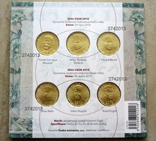 CZECH REPUBLIC 2018 & 2019 COMPLETE SET 6pcs 20 KORUN, UNC MINT COIN COVER