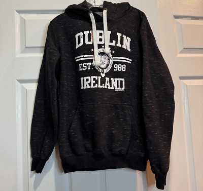 Irish Connexxion Mens Pullover Hoodie Sweatshirt Gray Logo Graphic Dublin Sz L