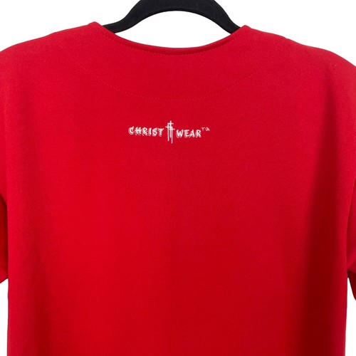 Maglia baseball vintage manica corta camicia con bottoni rossa abbigliamento Cristo uomo XL - Foto 6 di 8