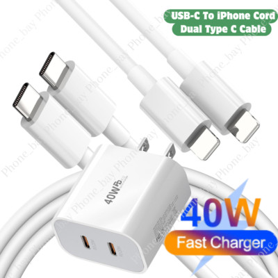 Dual PD 40W Fast Wall Charger Power Adapter For iPhone 15 14 13 Pro Max Samsung