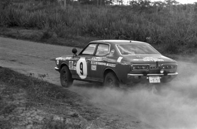 Harry Kallstrom and Claes Bilstam Datsun 1800 1973 Rally Car Old Photo 1