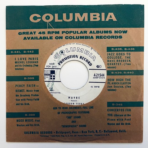 GORDON TERRY - KEEP RIGHT ON TALKING - US 4-21544 - 7" SINGLE WHITE LABLE PROMO